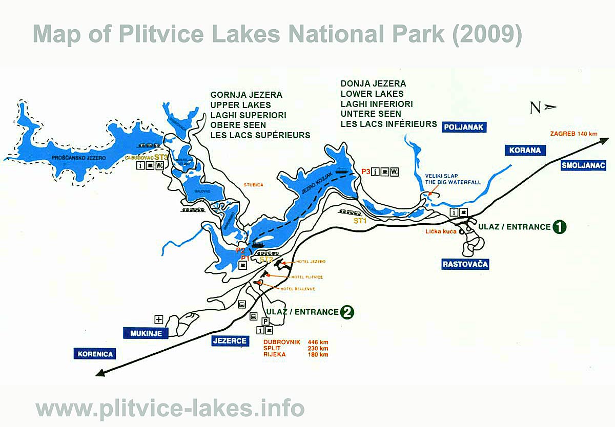 Map of Plitvice Lakes National Park (2009)