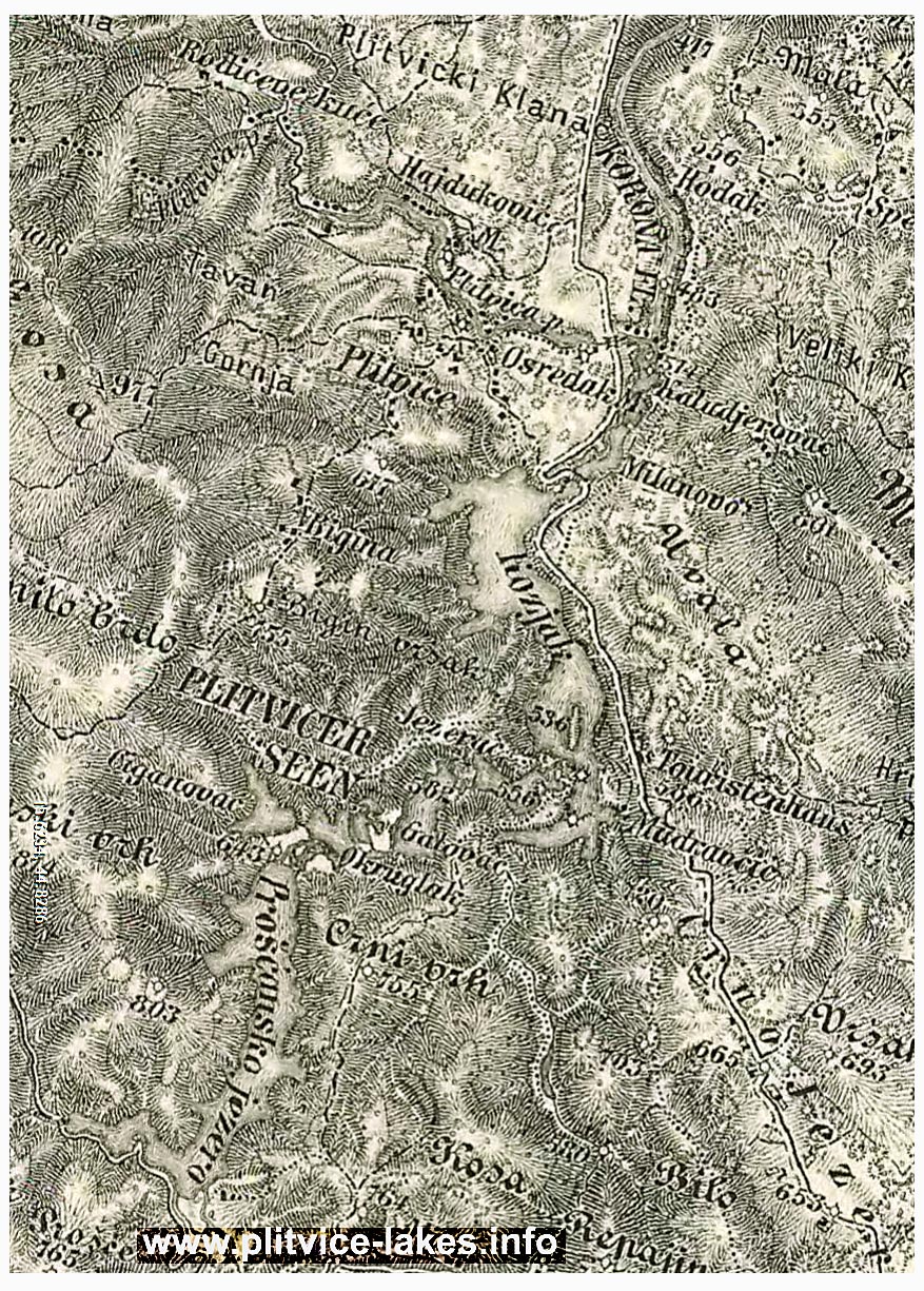 Map of Plitvice Lakes from 1880s