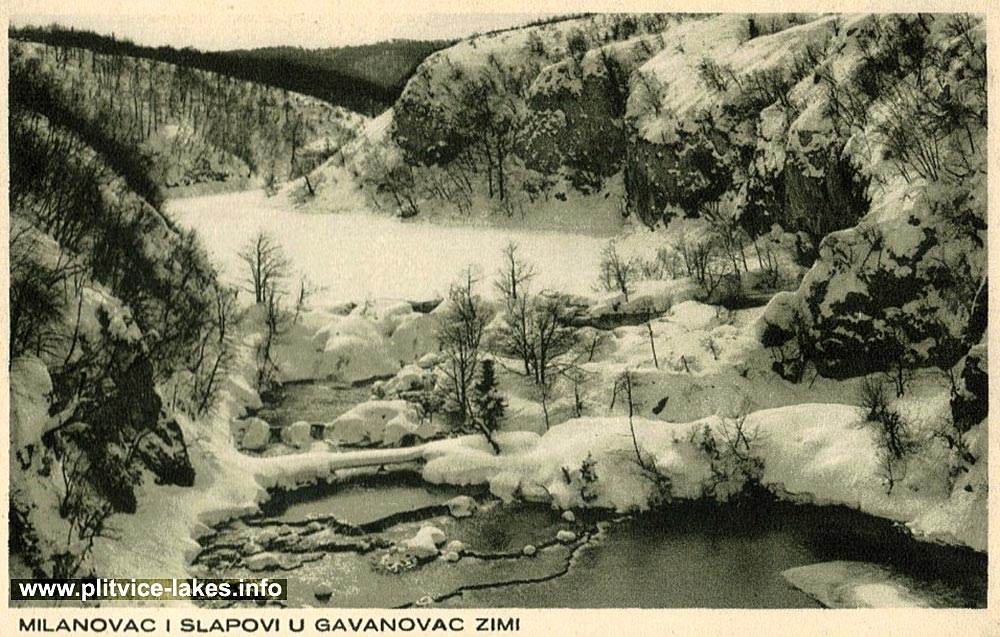 Lake Milanovac and waterfalls to Gavanovac @ Winter 1950s
