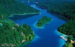 Panorama of Štefanijin otok Islet in Kozjak Lake, Plitvice